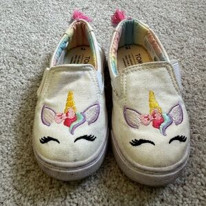 Tiny TOMS Luca Unicorn Face Canvas Slip Ons, 6